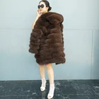 2019 Update winter warm lady clothes real fox fur oversize hoodie jacket coat for women