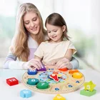3 Years Old Toy Wooden Baby 3 Years Old Teaching Learning Shape Matching Cognitive Digital Beaded Clock Toy
