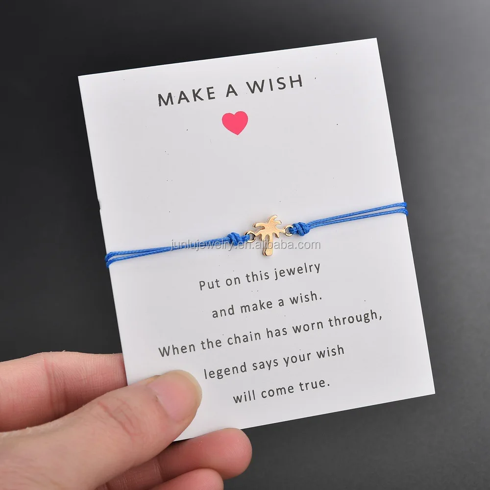weave coconut tree bracelet paperboard wish card gift handmade