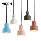 China modern pendent restaurant lighting metal black wire cement lampshade chandelier pendant light