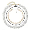Handmade Hawaiian Fresh Water Pearl Collar Necklace Sets Natural White Puka Chip Shell Necklace for women men