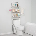 3-Shelf Adjustable Stainless Steel Shower Caddy Shelf Bathroom Over the Toilet Space Saver Cosmetics Organizer Storage Rack