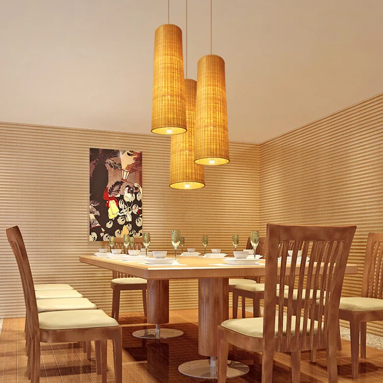 Vintage handmade rattan bamboo weaving natural wooden E27  home deco pendant light