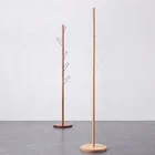 vlush Simple Metal Coat Rack Assembled Living Room 5 hooks Clothes and Hats Frame with Beech Wood and Metal