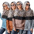 Custom Women's Winter Casual Loose Long Sleeve Leopard Tie Dye Colorblock Drawstring Hoodie With Pockets