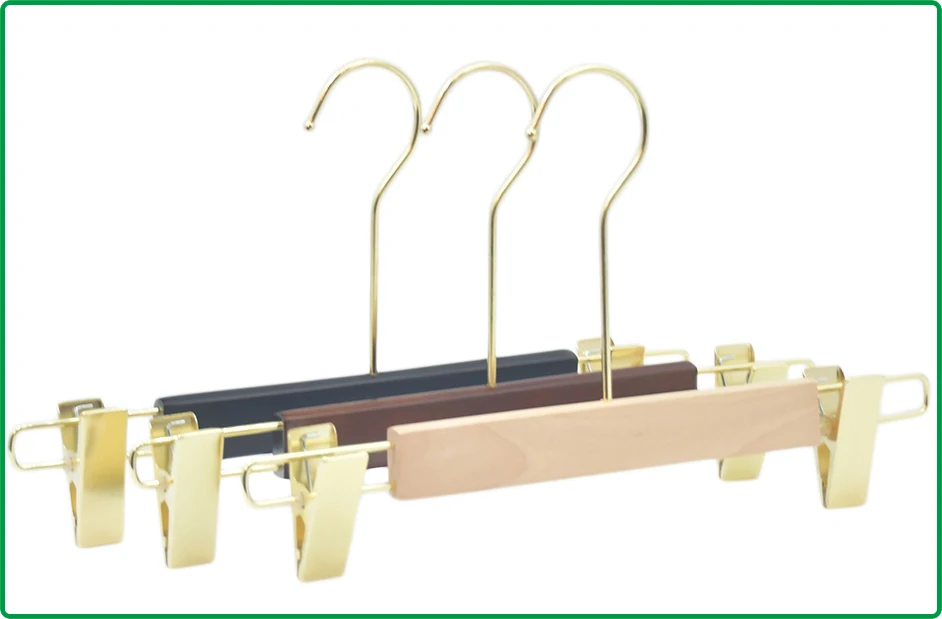 Hot sale Deluxe trousers hangers with clips wooden pant hangers for trousers