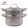 Big capacity fine polishing durable pots with glass lid hollow handles 24cm steamer