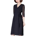 2019 autumn ladies black chiffon dress mid-length plus size elegant formal career woman other dresses