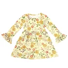 Custom printing toddler boutique yellow flower girl's dress