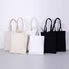 Custom wholesale black 12oz cotton canvas tote bag with logo