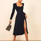High Quality Sexy Club Dresses High Split Stretch Black Maxi Dress women lady skirt