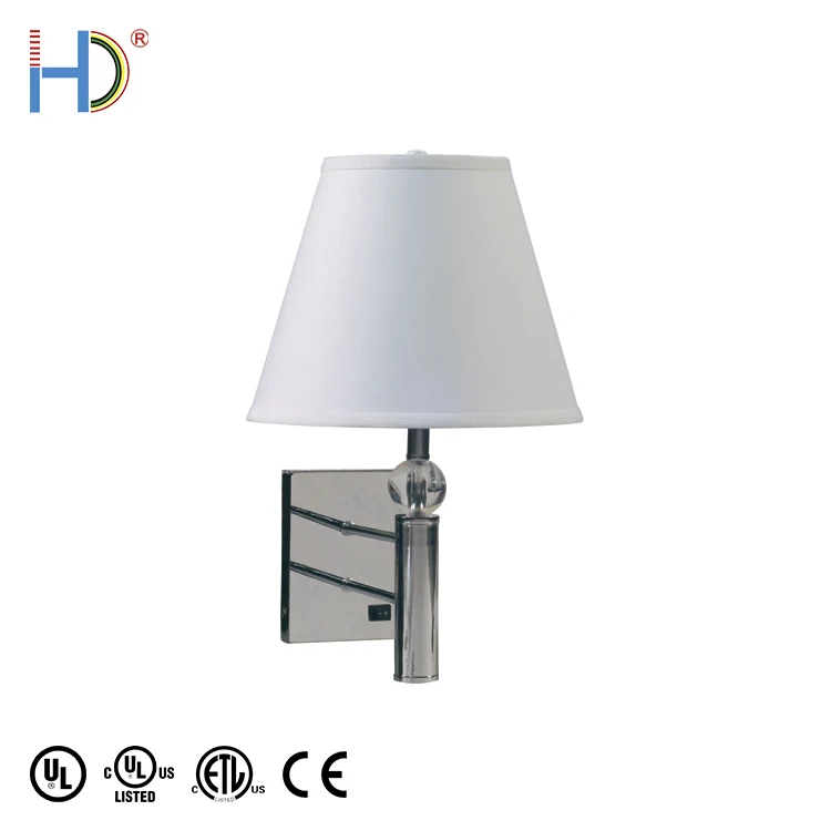 Creative Parchment Hardback Shade Metal Polished Nickel Wall Lamp For Bar