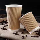 Double Wall Paper Cup Disposable Triple Wall with Sleeve 7oz Tea Paper Cup with Lid Cover for Plant