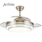 1stshine home decorative ac 42 inch Acrylic lampshade retractable folding blades fancy ceiling fan with light