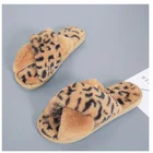Slippers Indoor Indoor Slipper Wholesale Leopard Print Plush Cross Slippers Women Slippers For Indoor