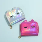 Wallets Fashion Cute Pu Leatherlaser Hologram Wallets For Women Girls Coin Purses Cartoon Cat Face Mini Holders
