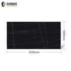 Black 12Mm Thick Quartz Fire Heat Resistant Stone Artificial Black Engineered Stone Slab