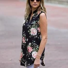 Print Blouse Wholesale Summer Floral Print Sleeveless Fashion Women Blouse