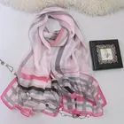 Brilliant colour fringe style long lady shawl scarf 180*65cm 100% silk georgette scarf KTFL7518
