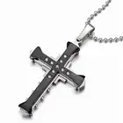 New Hot Sale Necklace for Men Jesus Crystal Cross Pendant Necklace Gold Silver and Black Cross Necklace Fashion Jewelry