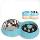 Custom Wholesale Bone Shaped Stainless Steel Metal Feeder Double Cat Pet Dog Bowl