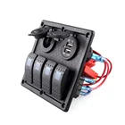 AMOMD CE 3.1A USB Port 4 Gang DC 12V-24V waterproof Black Rocker Switches Motorcycle