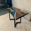 China wholesale customized solid wood epoxy resin table dinner table