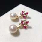 Flower Freshwater 10mm 12mm Pearl Stud 925 Sterling Silver Earring Fashion Perle Wholesale