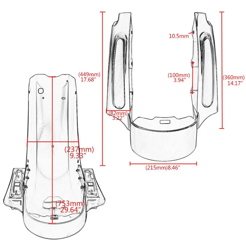 Motorcycle Black Rear Fender System LED Tail Light Fit For 2014-2019 Harley Touring FLTRX FLHX FLTRX FLHTCU Ultra Limited
