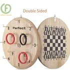 Wooden Hook Game Hookey Ring Toss Game for Kids and Party