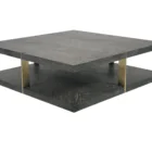 Wooden Furniture Modern Design OAK Veneer Square Rectangular Wooden Gold Metal Luxury Furniture Coffee Tables