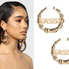 Earring Hoop Earrings Earrings Name Hoop Earrings Personalized Custom Stainless Steel Name Earring Bamboo Hoop Earrings
