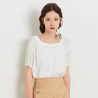 Zdorzi custom women clothing square collar half sleeve soft regular plus size ladies solid t-shirt