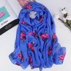 Custom Designer Flower Embroidered Long Shawl Scarves Women