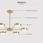 Modern 6 Light Brass Copper Chandelier Led