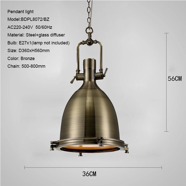 Industrial retro iron loft hanging light pendant lamp for kitchen hotel villa home Bar