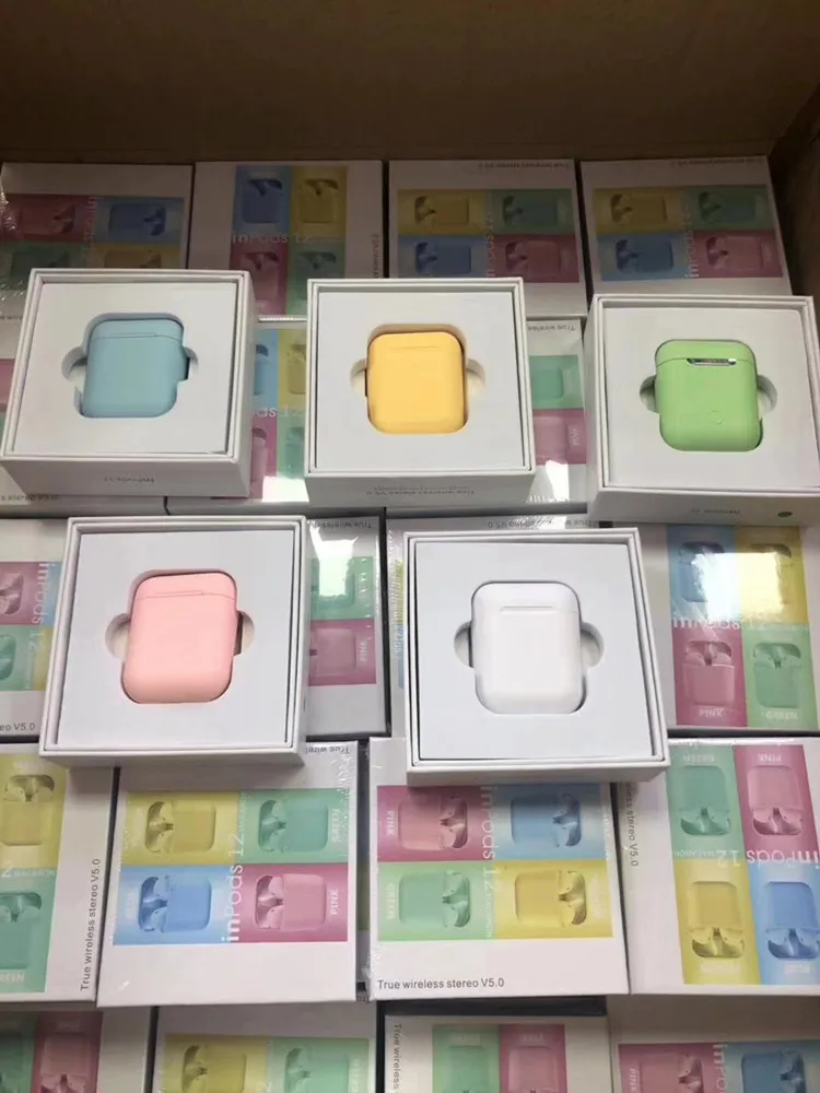 2019 i 12 macaron Earphones bluetooth 5.0 I12 TWS aipods blue tooth ear phones inpods Ture Wireless stereo earbuds - ANKUX.COM