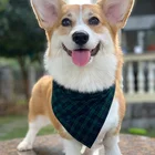 Factory Direct Wholesale Amazon Best Seller Triangle Bibs New Styles Dog Kerchief Plaid Cotton Dog Bandanas
