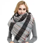 2019 Autumn And Winter New Circle Yarn Increase Double-Sided Color Plaid Bristles Scarf Scarf Ladies Bib Shawl