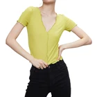 Cotton Blouse Cotton 2020 Green Solid Women Casual Cotton Blouse Summer Crop Top