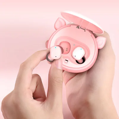 Cat Ear TWS-V18 Wireless Bluetooth 5.0 Earphone Sports Sweatproof Wireless Charge Headphone Touch Portable Earbuds - ANKUX.COM