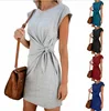 /product-detail/wholesale-amazon-wish-hot-sell-women-crew-neck-self-tie-knot-casual-mini-dress-62206375806.html