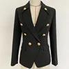 women blazer 2019 Fashion high quality double-breasted gold buttons office ladies Trench jacket coat black suit blazer formal