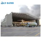 Light weight large span steel arch hangar with steel truss roof construction