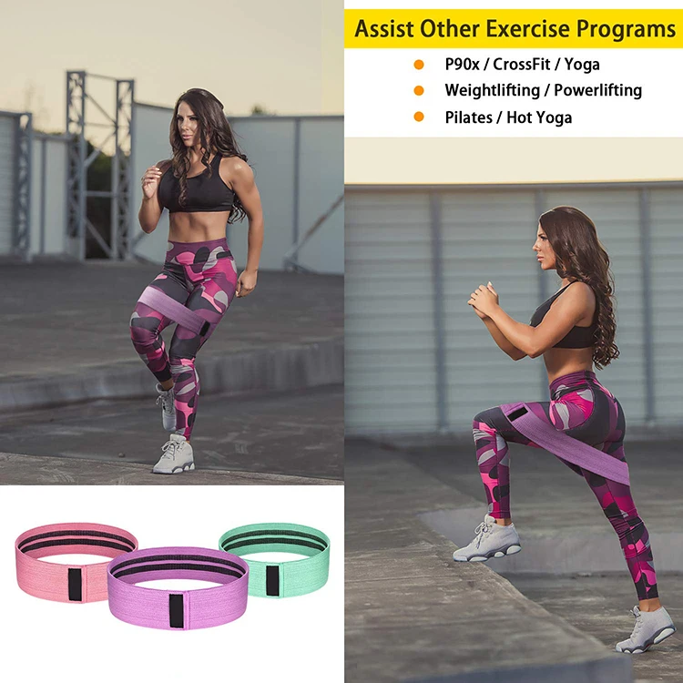 Wholesale custom logo fabric fitness exercise workout loop yoga resistance bands set