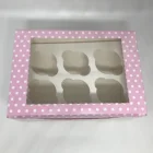Custom Easy-fold One Piece Gift Pink Print Cupcake Box Packaging