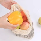 Wholesale custom logo printed drawstring cotton mesh bag for fruit and vegetable