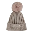 2019 Hot Selling Knitted Wool Winter Keep Warm Beanie Pearl Hat for Women