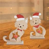 New product distributor wanted Cute Mr.& Mrs wooden fox wears Christmas hat jingle bell table top decoration