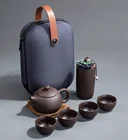 Chinese Travel Ceramic One Pot 4 Cup Portable Home Office Kung Fu Tea Set